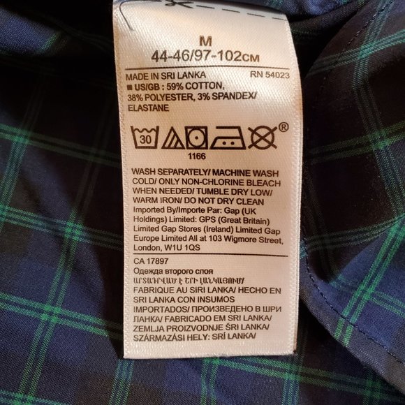 Banana Republic Shirt Men Medium Navy Plaid Slim Flex Fit Stretch Button Down - Picture 14 of 14